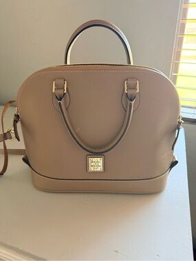 Dooney & Bourke Pebble Leather Satchel Handbag - Taupe